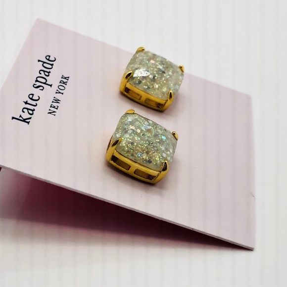NEW Kate Spade Opal Iridescent 1/2” Glitter Stud Earrings - Picture 2 of 5